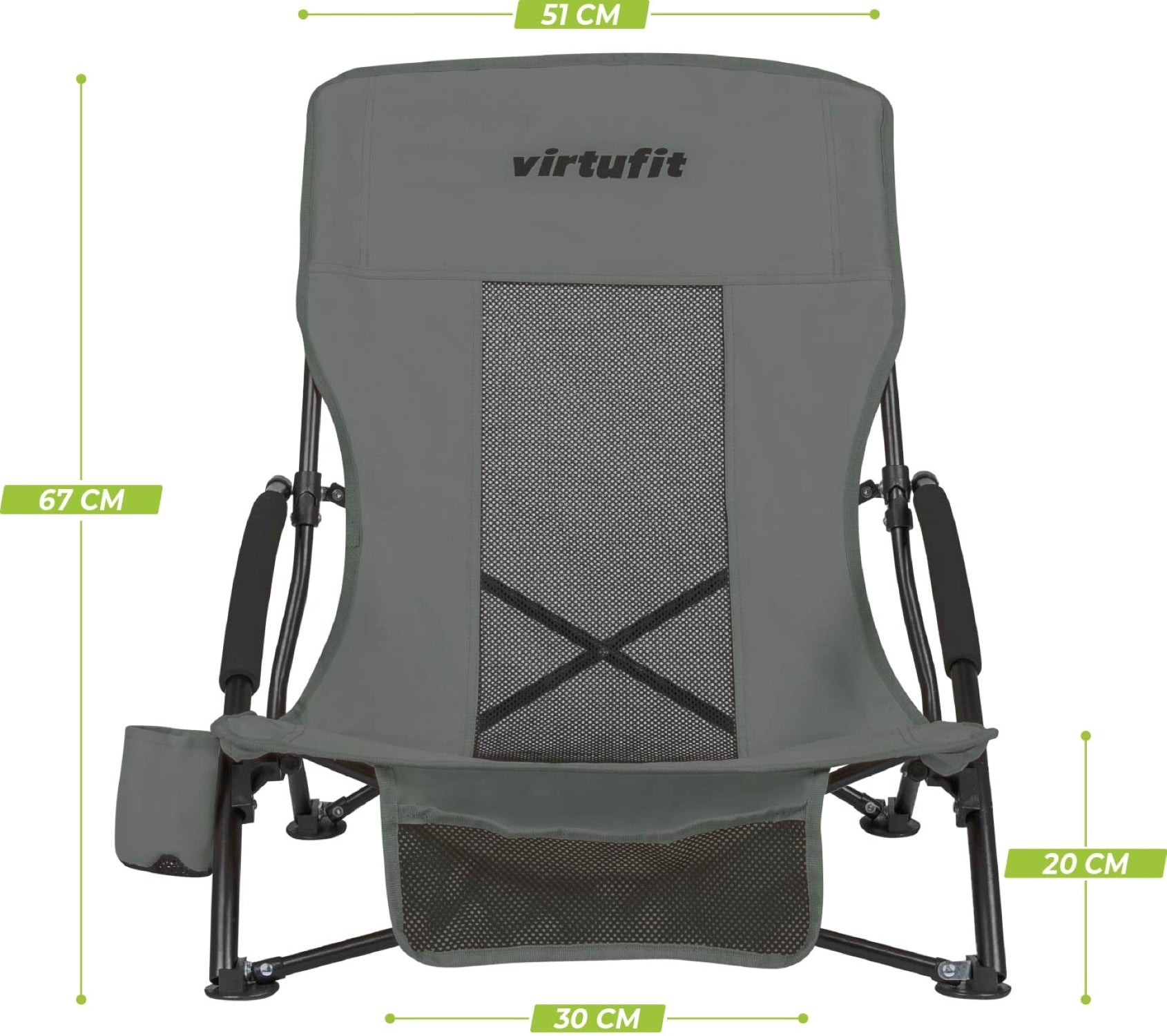 VirtuFit Foldable Beach Chair - Grey
