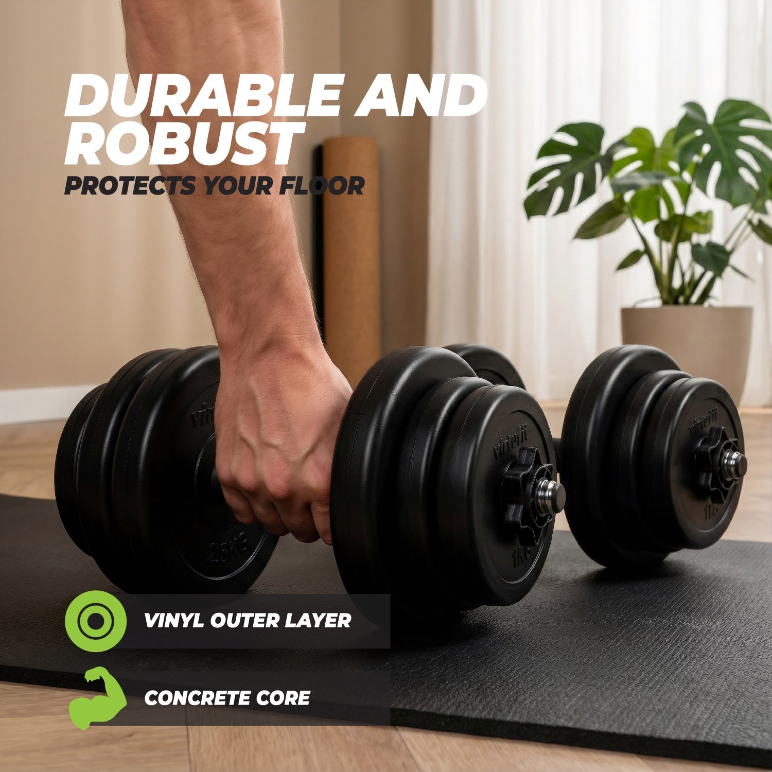 VirtuFit Adjustable Dumbbell - Vinyl - 15 kg