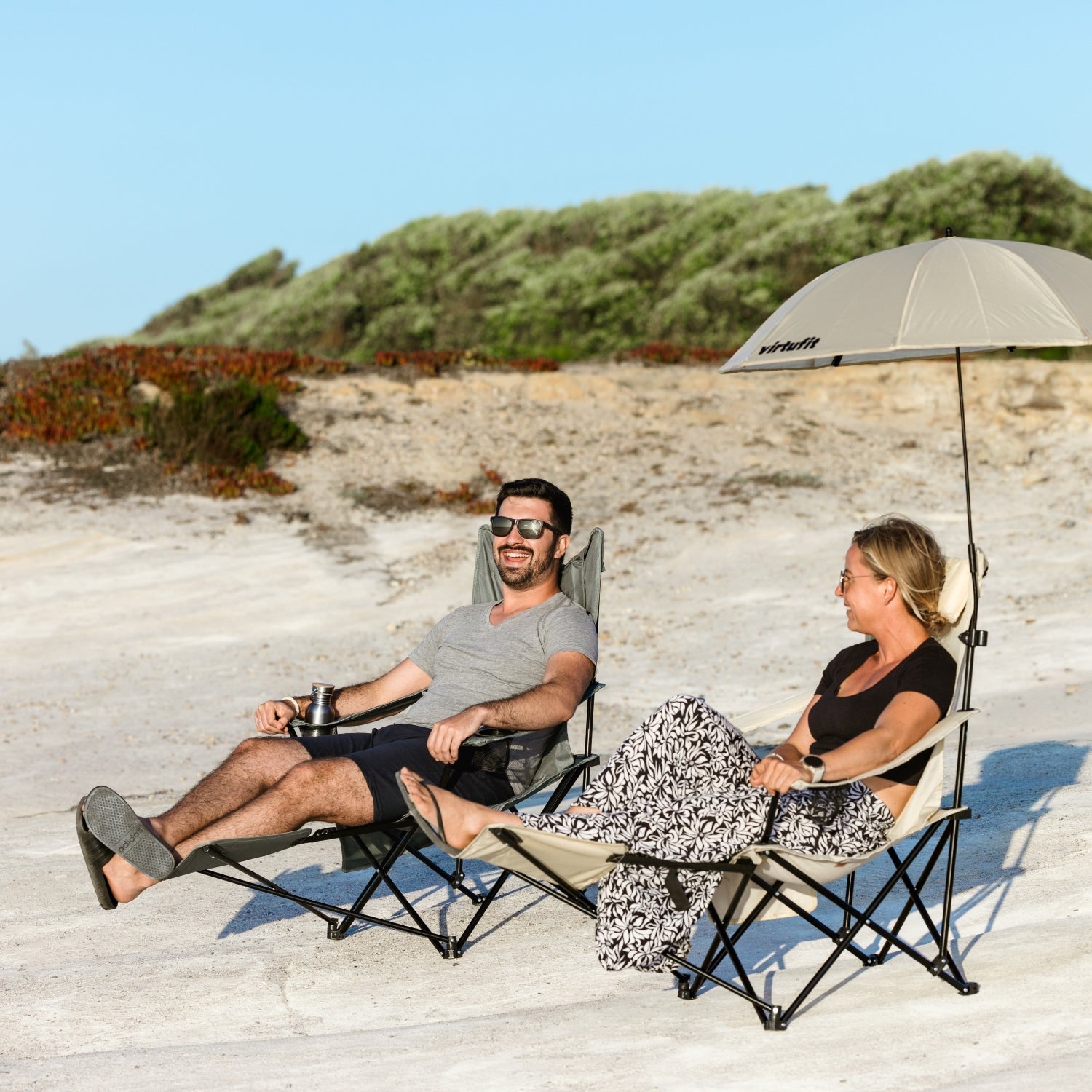 VirtuFit Foldable Camping Chair with Footrest - Black