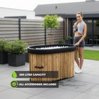 The VirtuFit Oval Ice Bath - Wood Look - 500 Litres