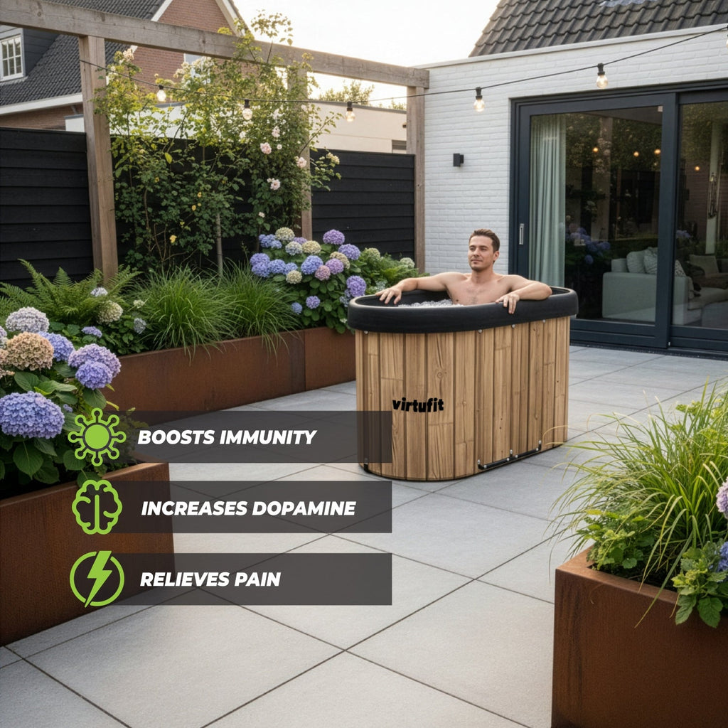 The VirtuFit Oval Ice Bath - Wood Look - 500 Litres