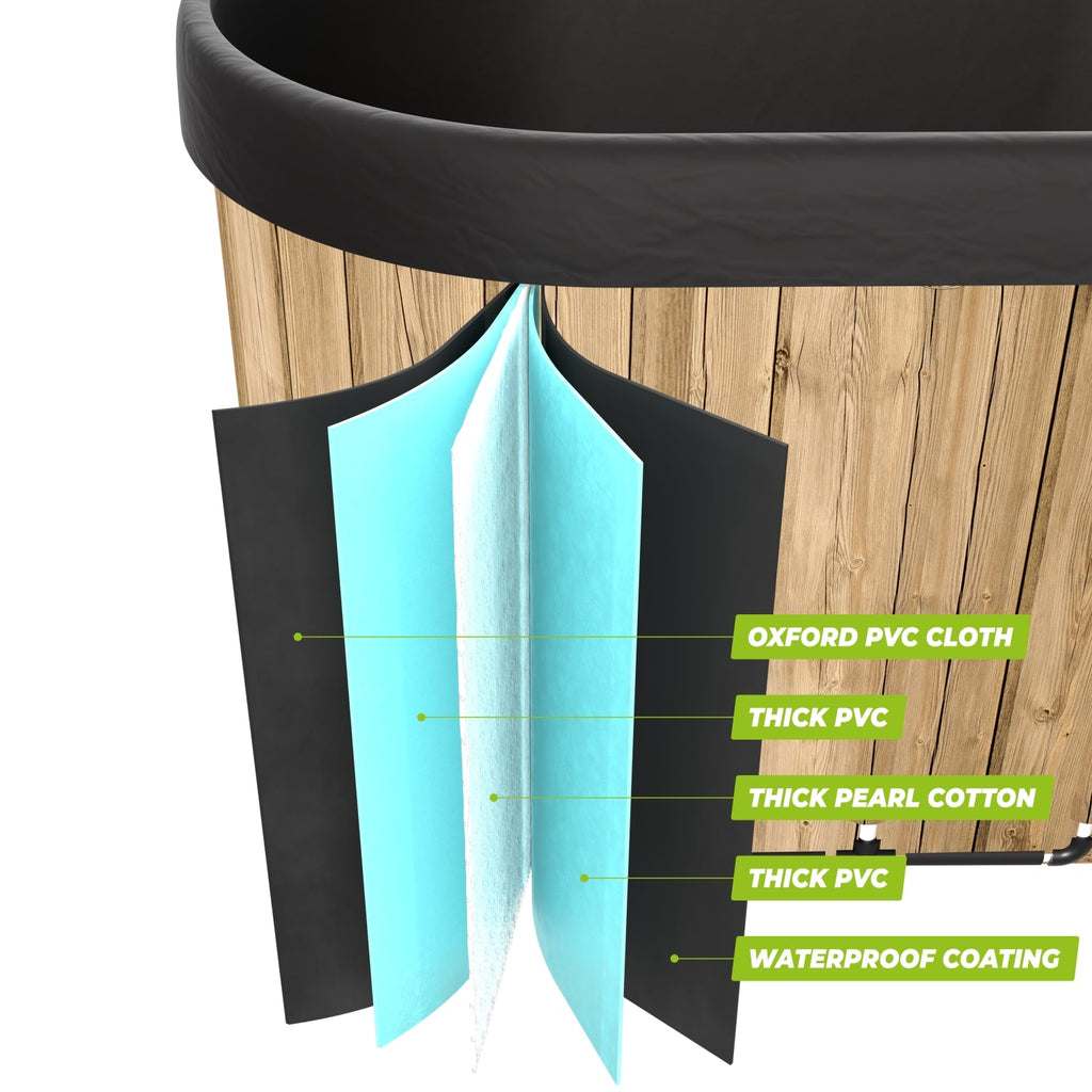 The VirtuFit Oval Ice Bath - Wood Look - 500 Litres