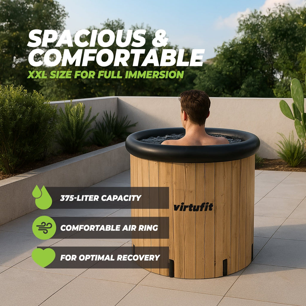 VirtuFit Ice Bath XXL - 375 Liter - Wood Look - Includes accessories