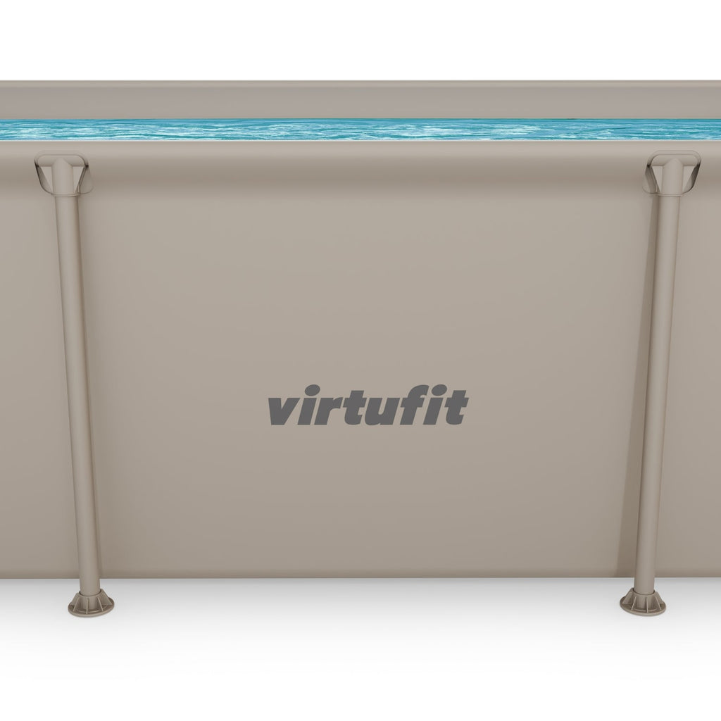VirtuFit Rectangular Swimming Pool - 260 x 180 x 66 cm - Beige - Including Filter Pump