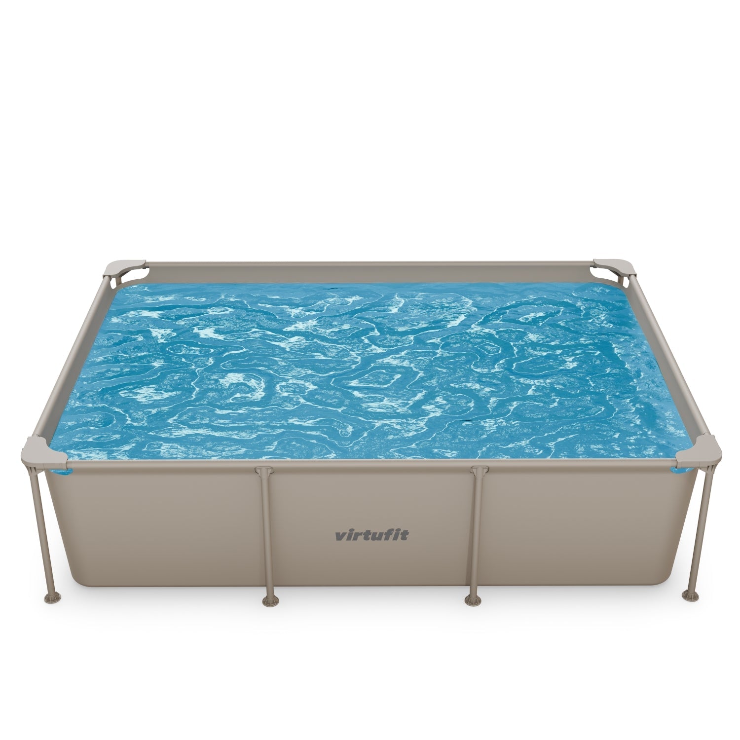 VirtuFit Rectangular Swimming Pool - 260 x 180 x 66 cm - Beige - Including Filter Pump