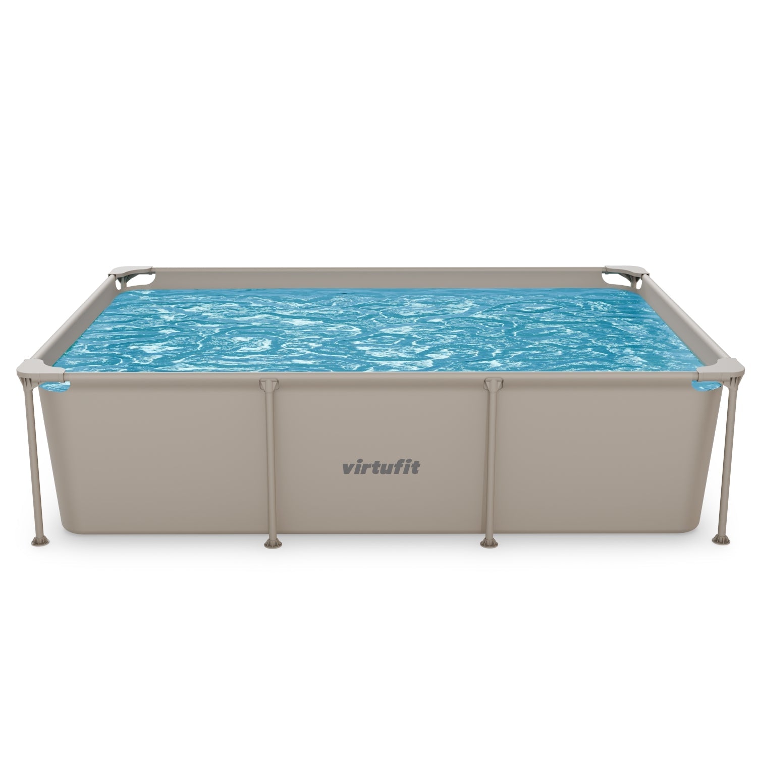 VirtuFit Rectangular Swimming Pool - 260 x 180 x 66 cm - Beige - Including Filter Pump