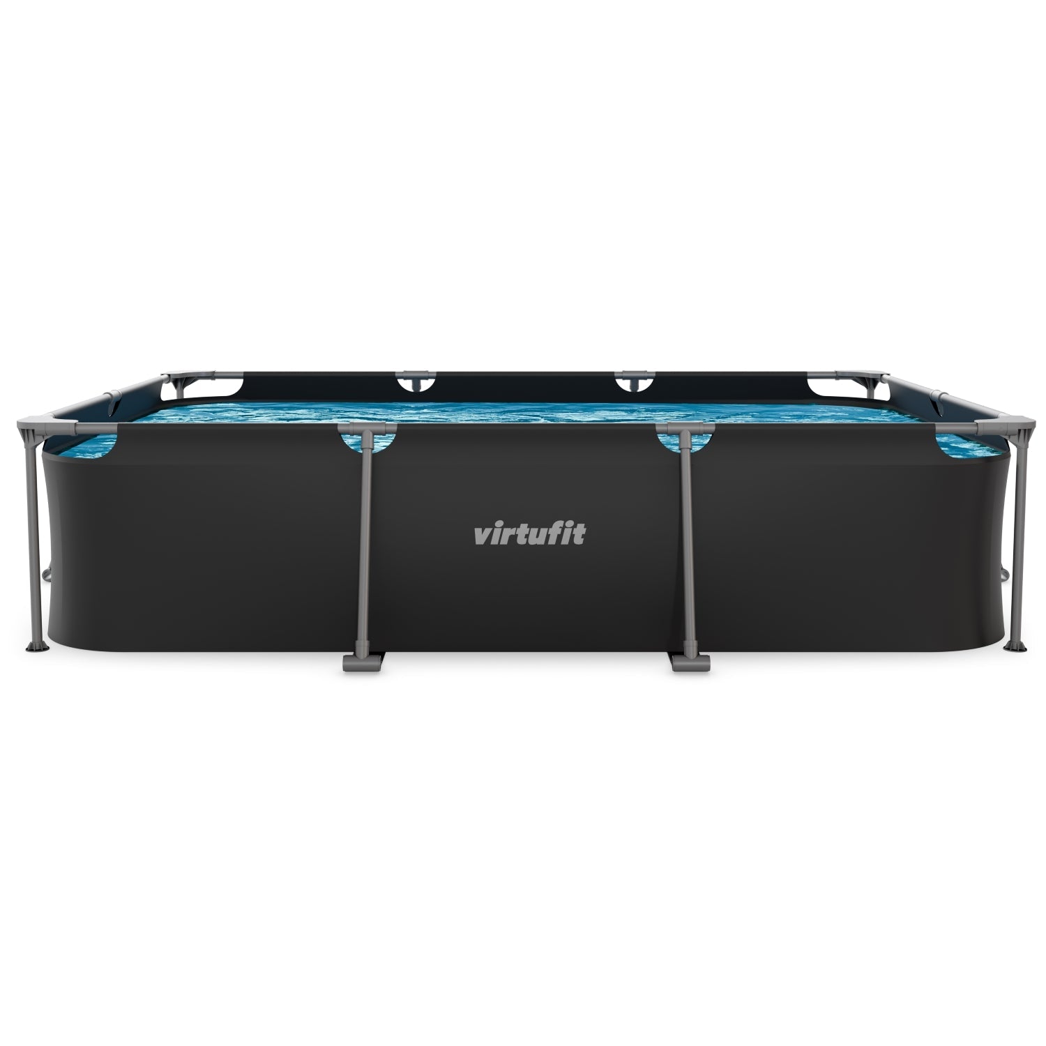 VirtuFit Rectangular Pool - 300 x 210 x 66 cm - Anthracite - Includes Filter Pump