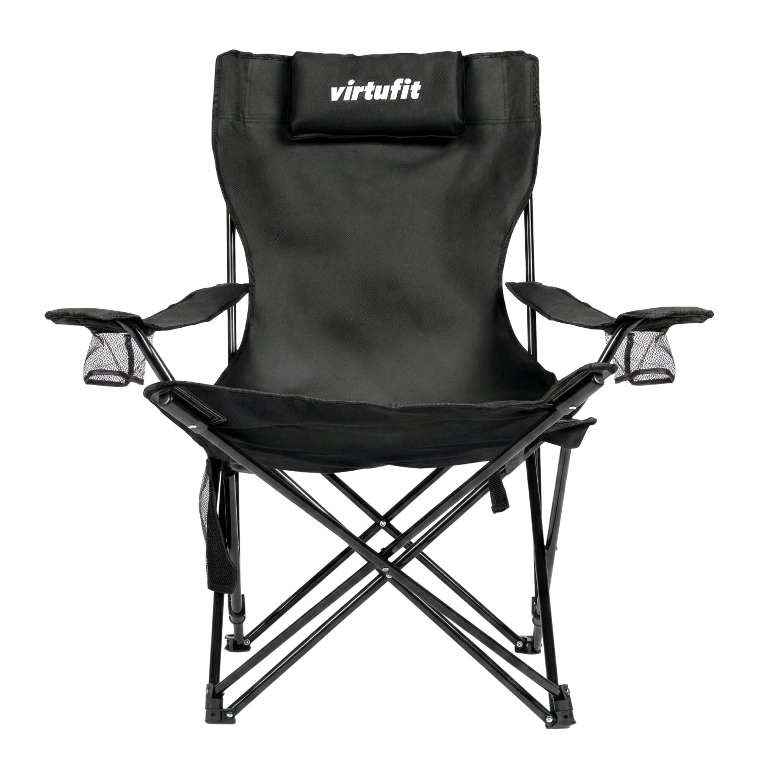 VirtuFit Foldable Camping Chair with Footrest - Black