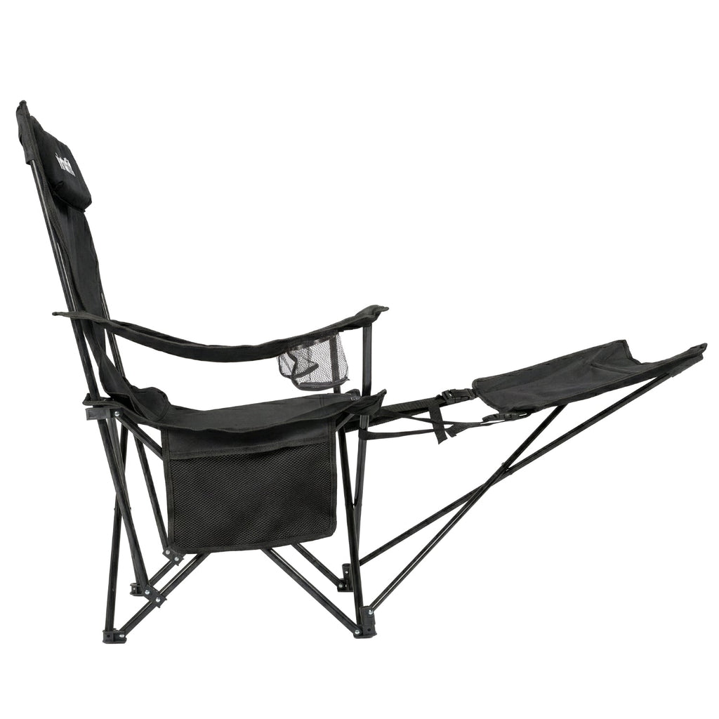 VirtuFit Foldable Camping Chair with Footrest - Black