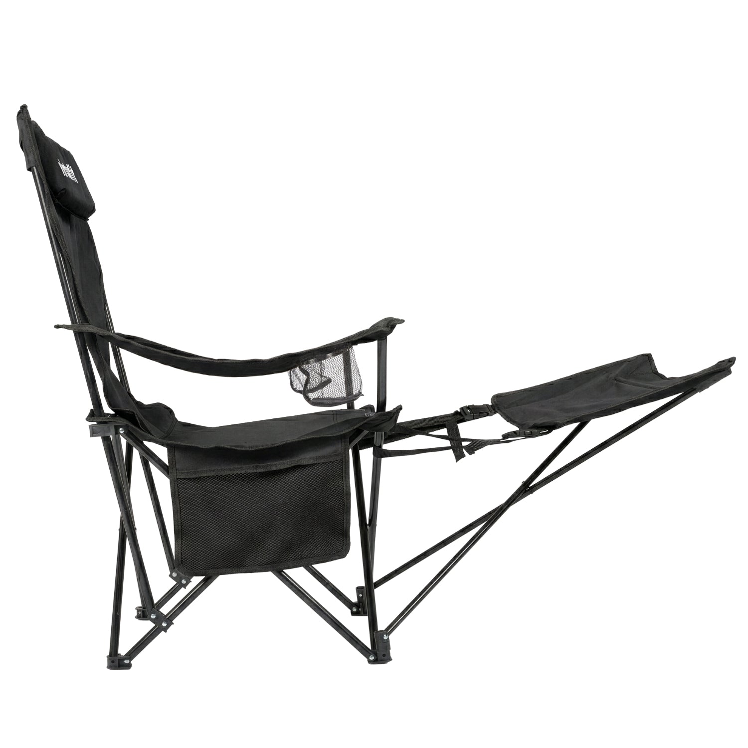 VirtuFit Foldable Camping Chair with Footrest - Black