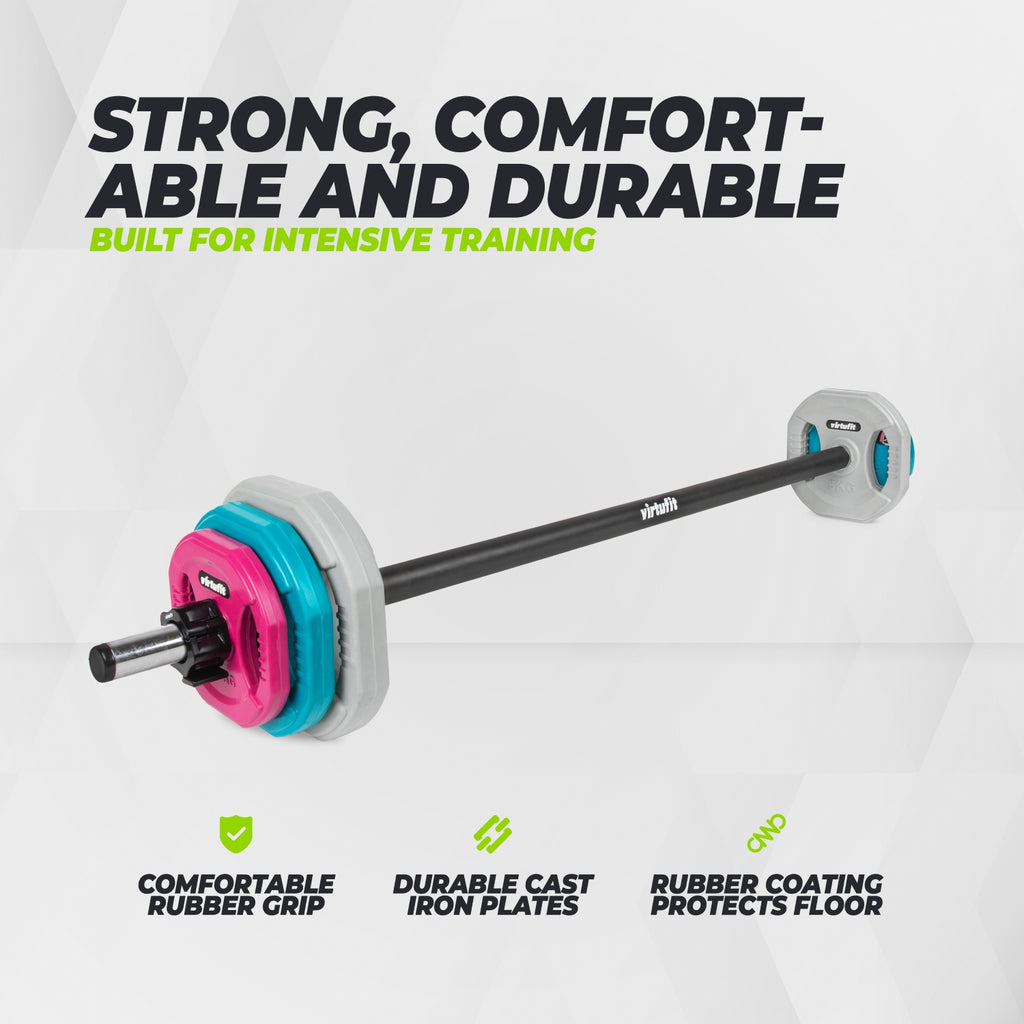 VirtuFit Rubber Aerobic Pump Set - 20 kg - Coloured