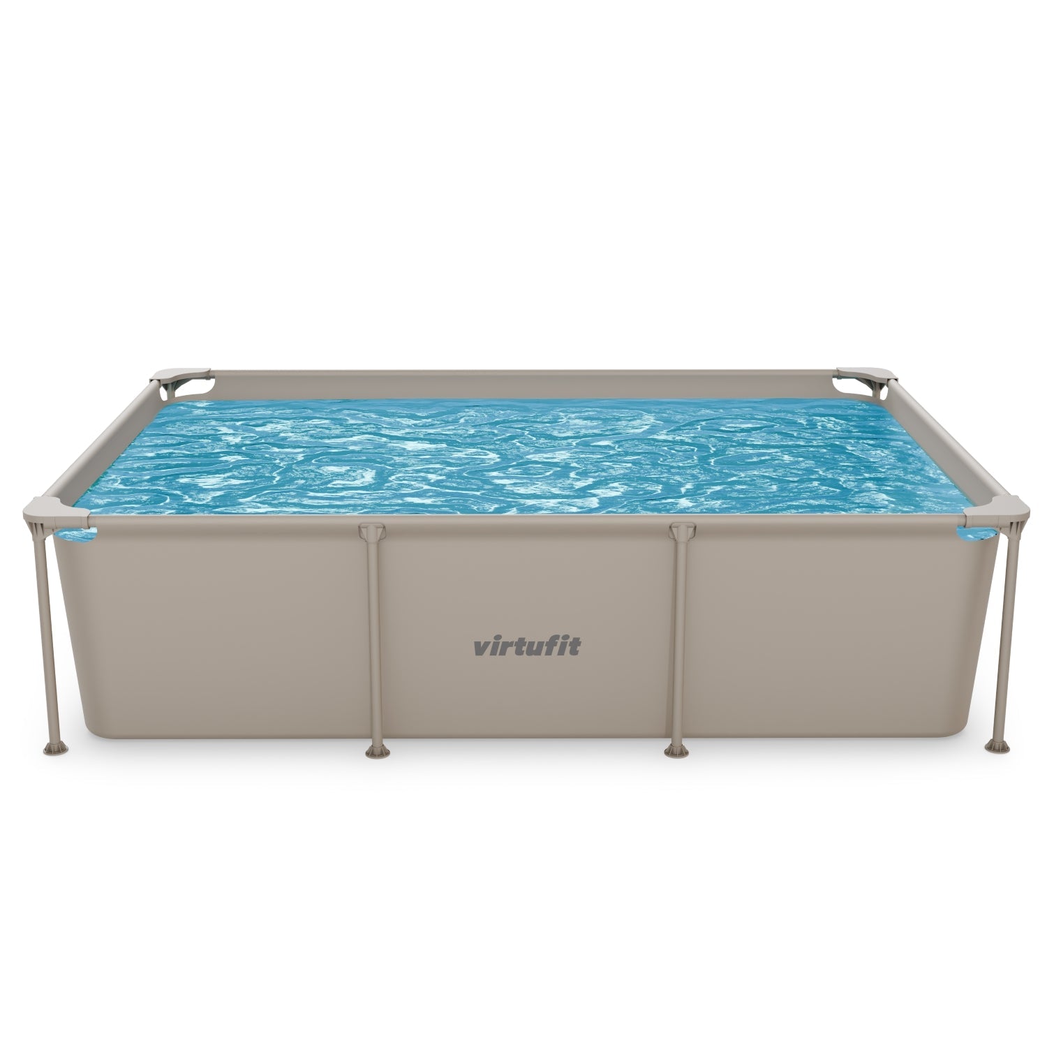 VirtuFit Rectangular Swimming Pool - 260 x 180 x 66 cm - Beige - Including Filter Pump