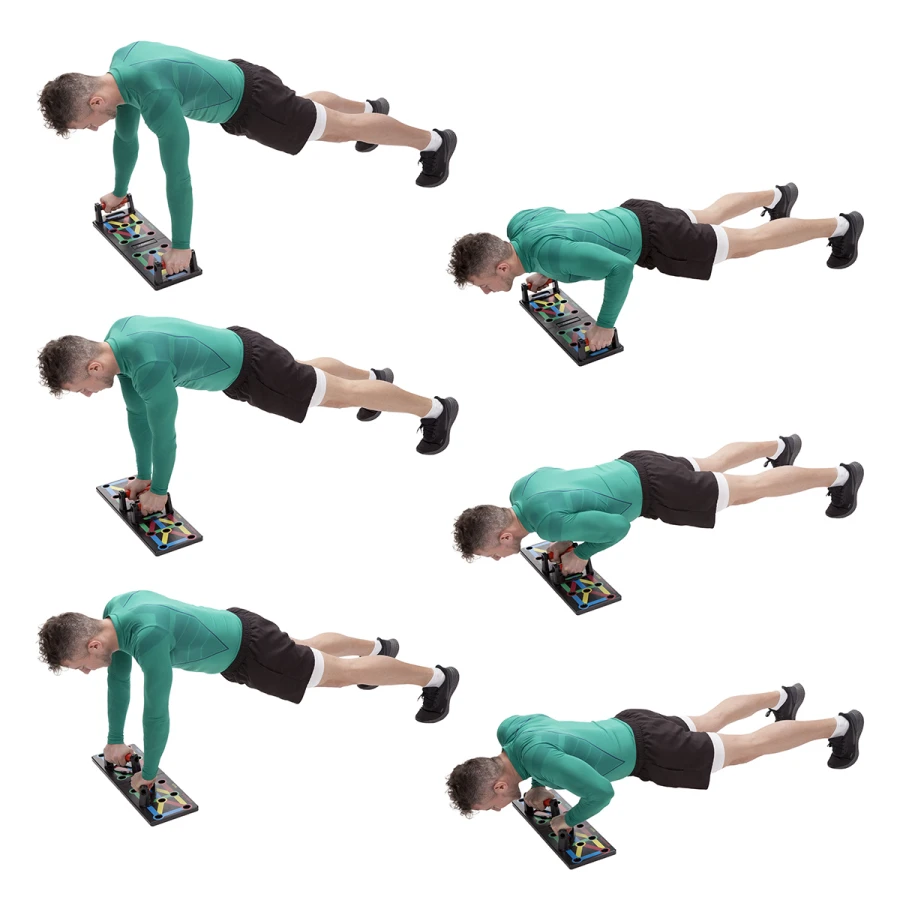 HMS 12-in-1 Push Up Board including Push-up Bars - Red