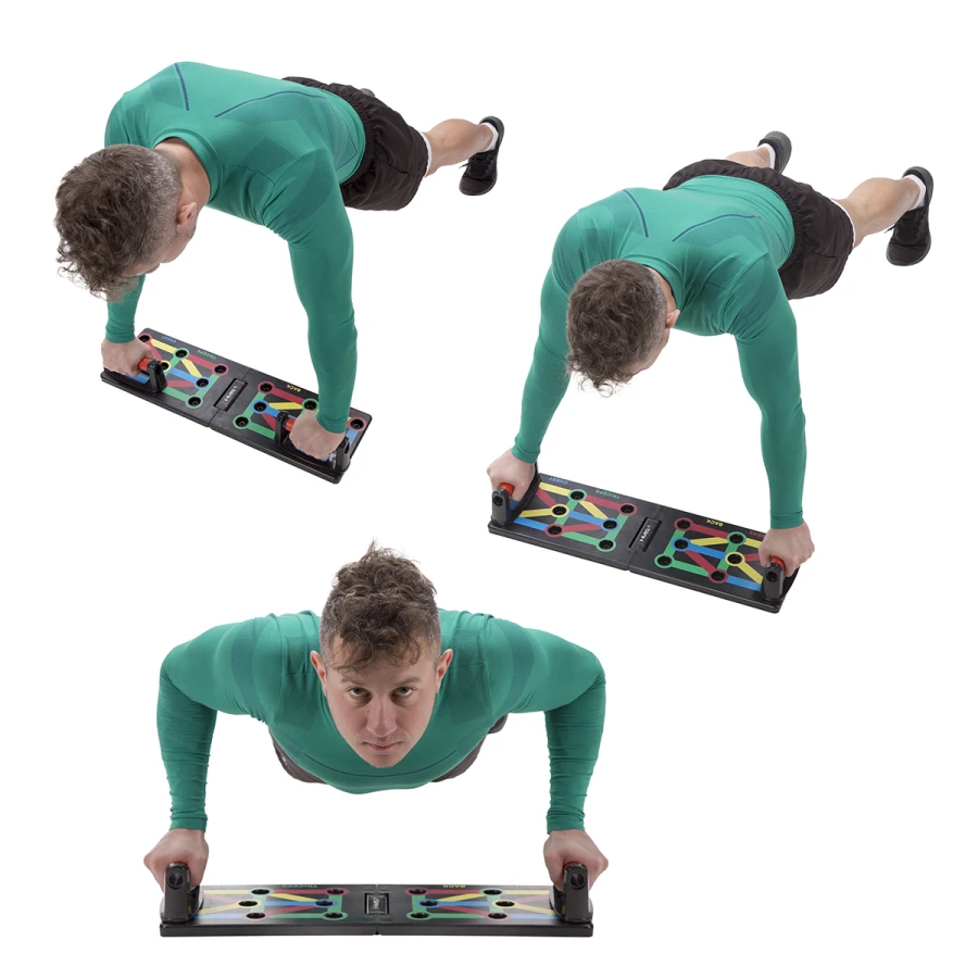 HMS 12-in-1 Push Up Board including Push-up Bars - Red