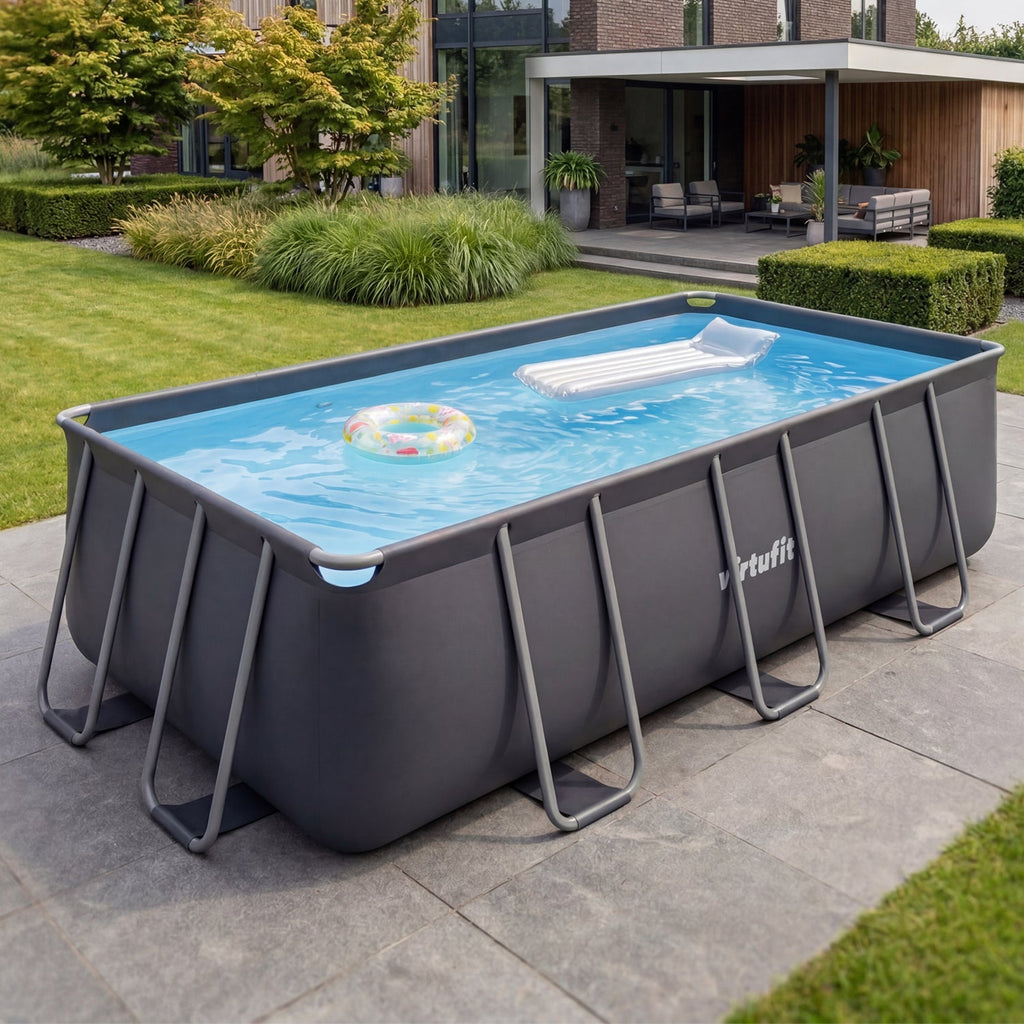 VirtuFit Rectangular Pool 400 x 200 x 122 cm - Anthracite - Including Filter Pump