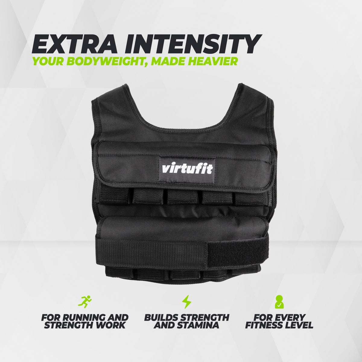 VirtuFit Adjustable Weight Vest Pro - 10 kg - Black