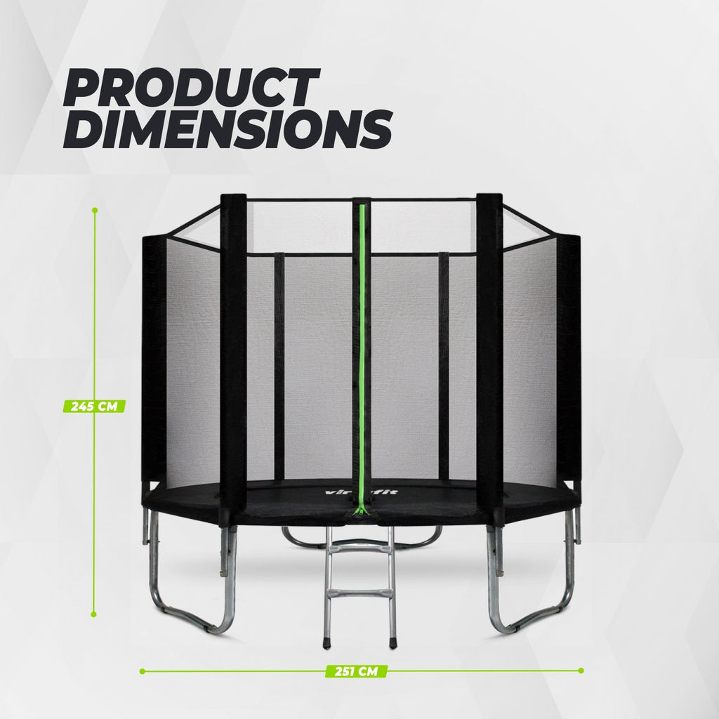 VirtuFit Trampoline met Veiligheidsnet - Zwart - 251 cm