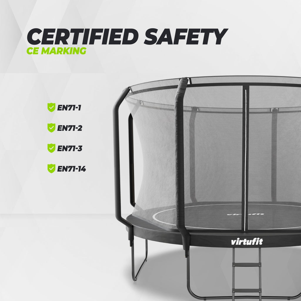 VirtuFit Premium Trampoline with Safety Net - Black - 366 cm