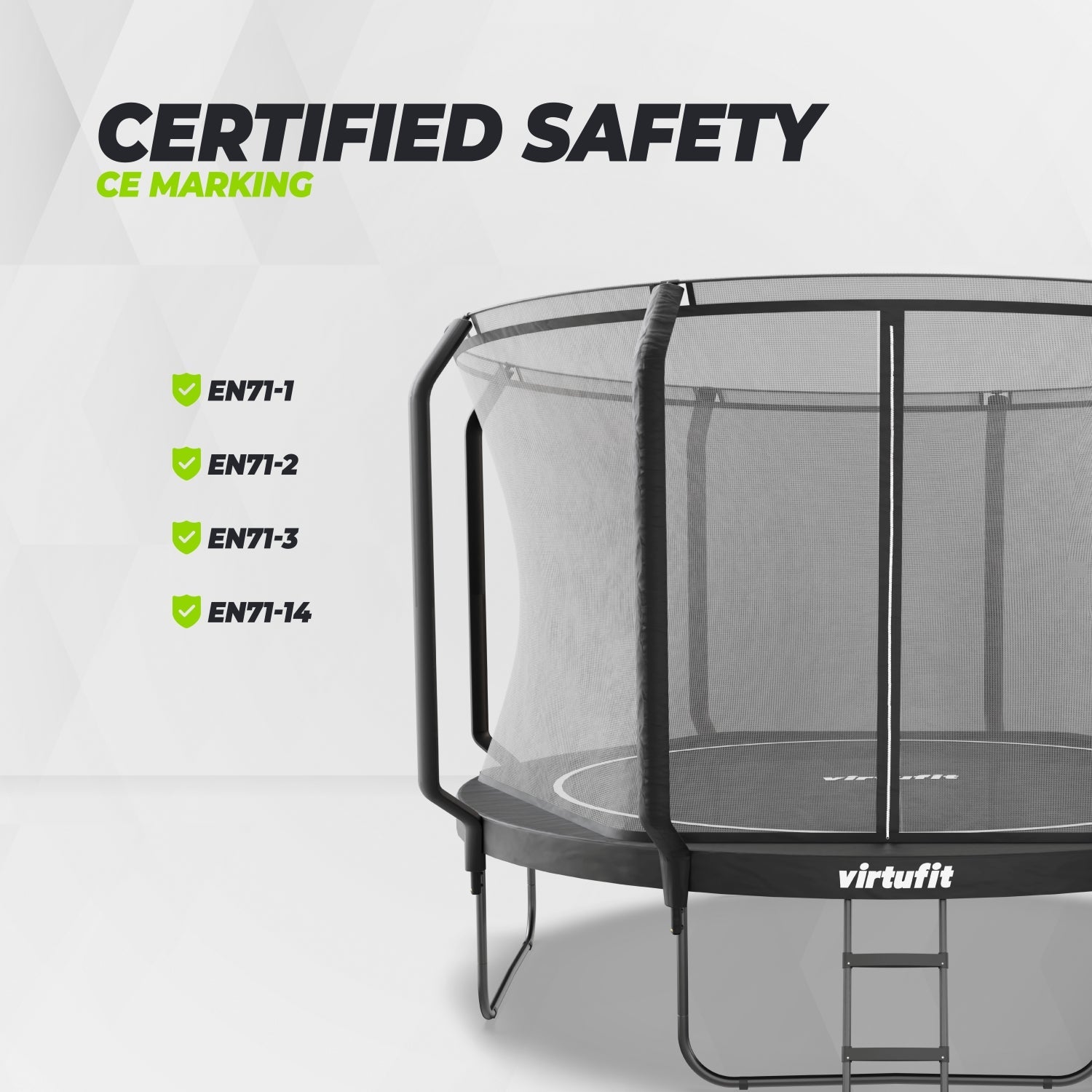 VirtuFit Premium Trampoline with Safety Net - Black - 366 cm
