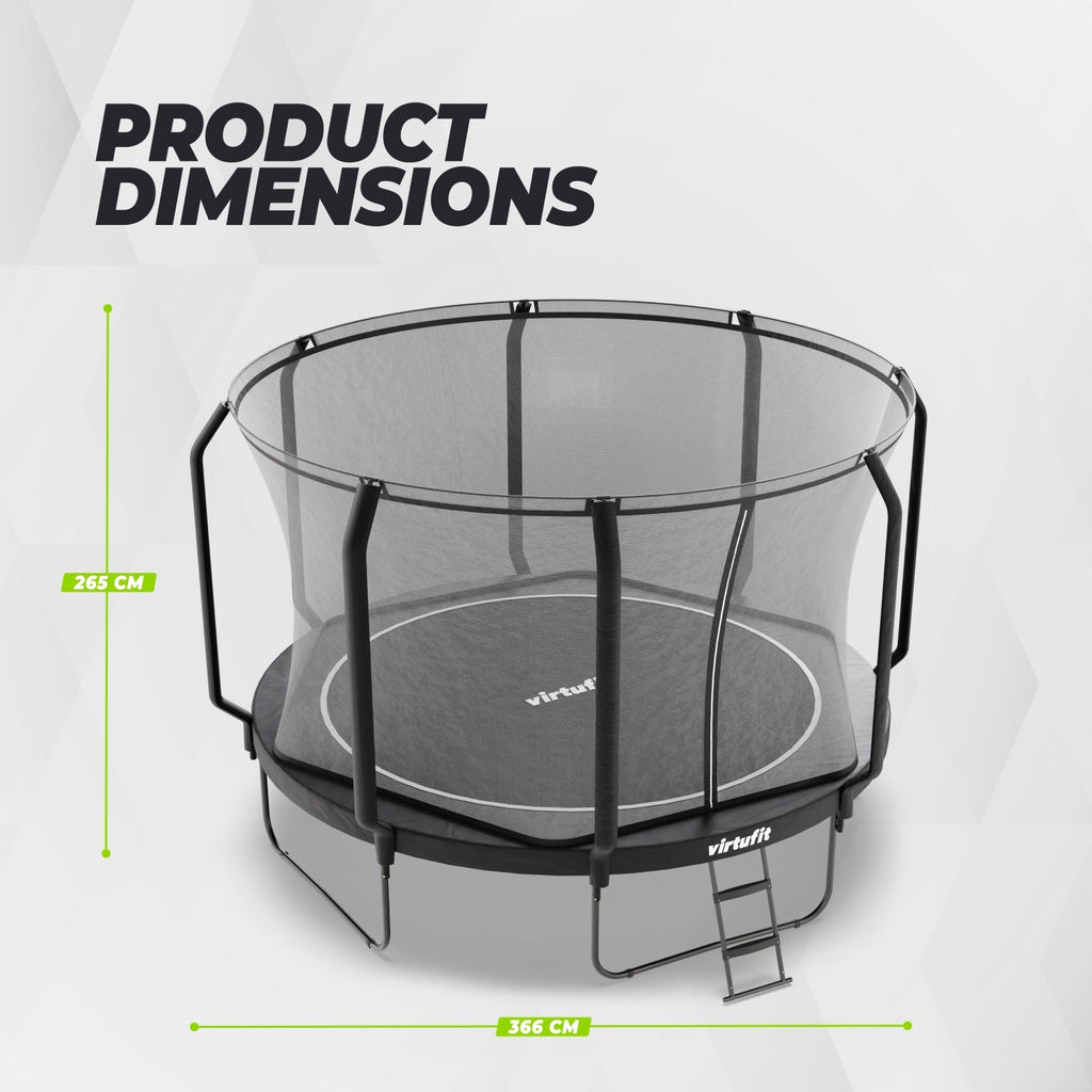 VirtuFit Premium Trampoline with Safety Net - Black - 366 cm