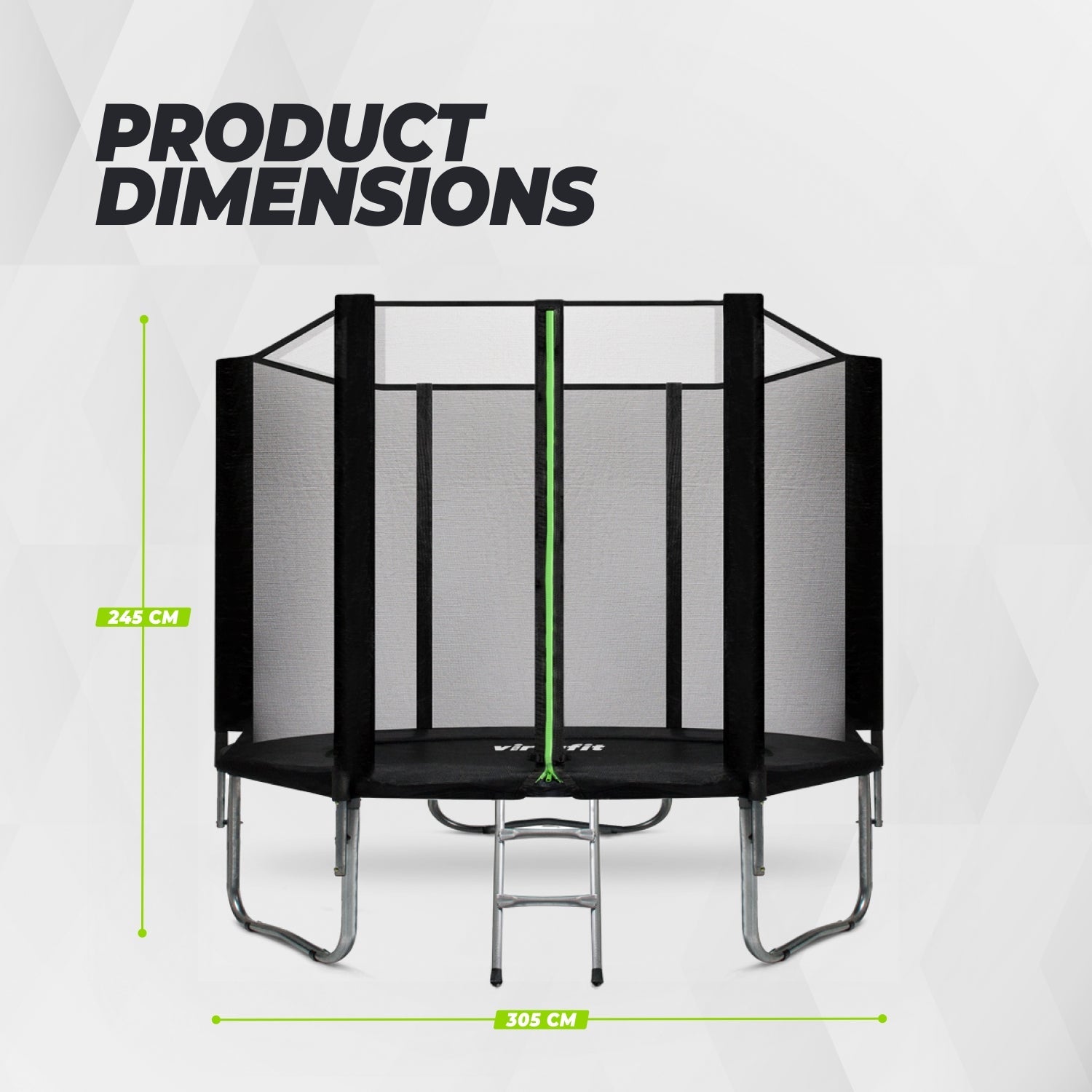 VirtuFit Trampoline met Veiligheidsnet - Zwart - 305 cm