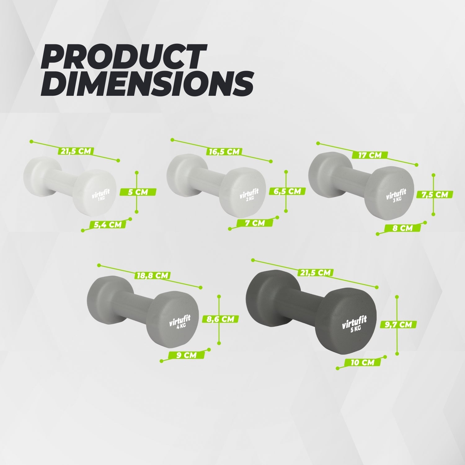 VirtuFit Vinyl Dumbbell Set Pro - 2 x 3 kg