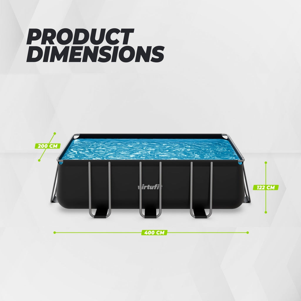 VirtuFit Rectangular Swimming Pool 400 x 200 x 122 cm - Anthracite