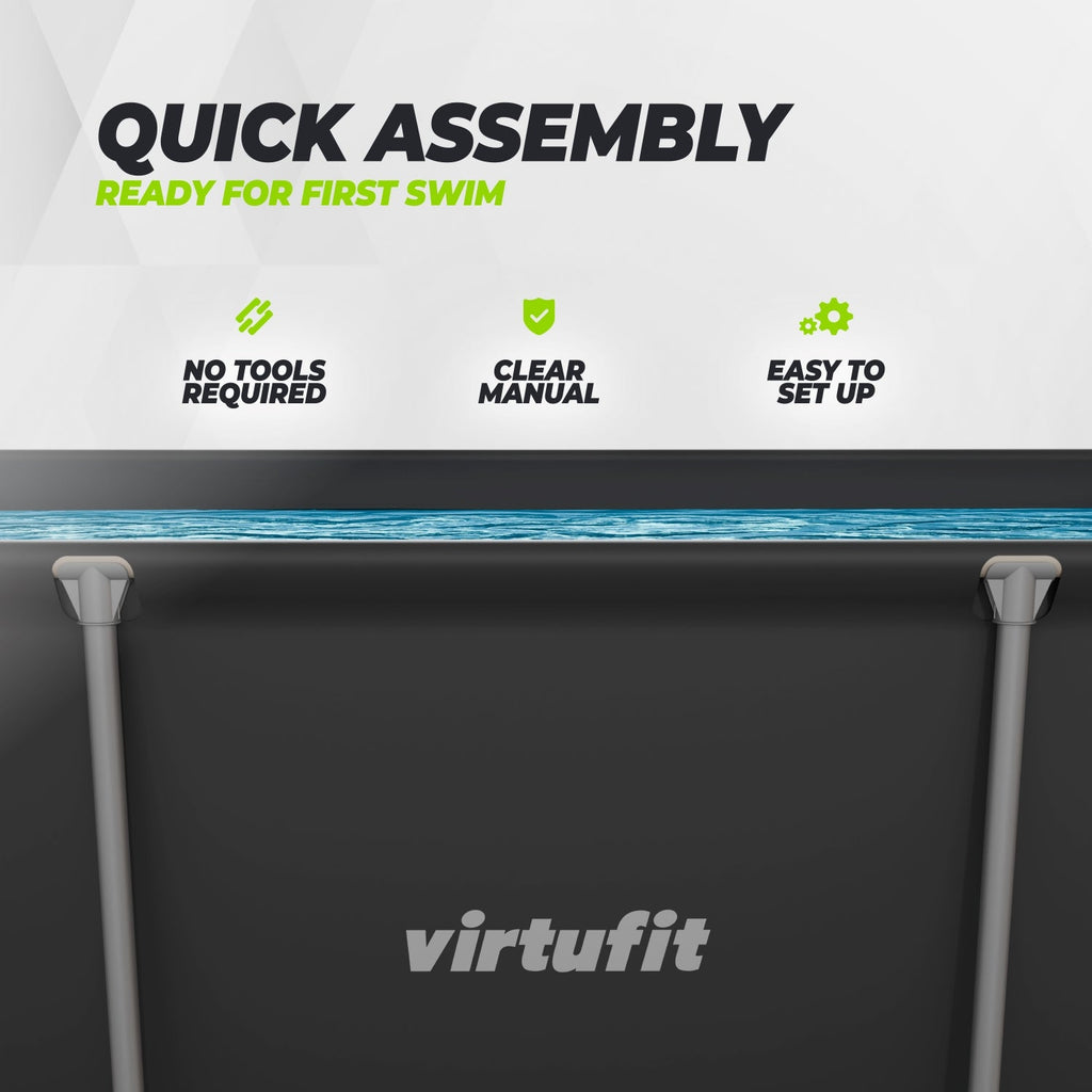 VirtuFit Rectangular Swimming Pool - Anthracite - 260 x 180 x 66 cm