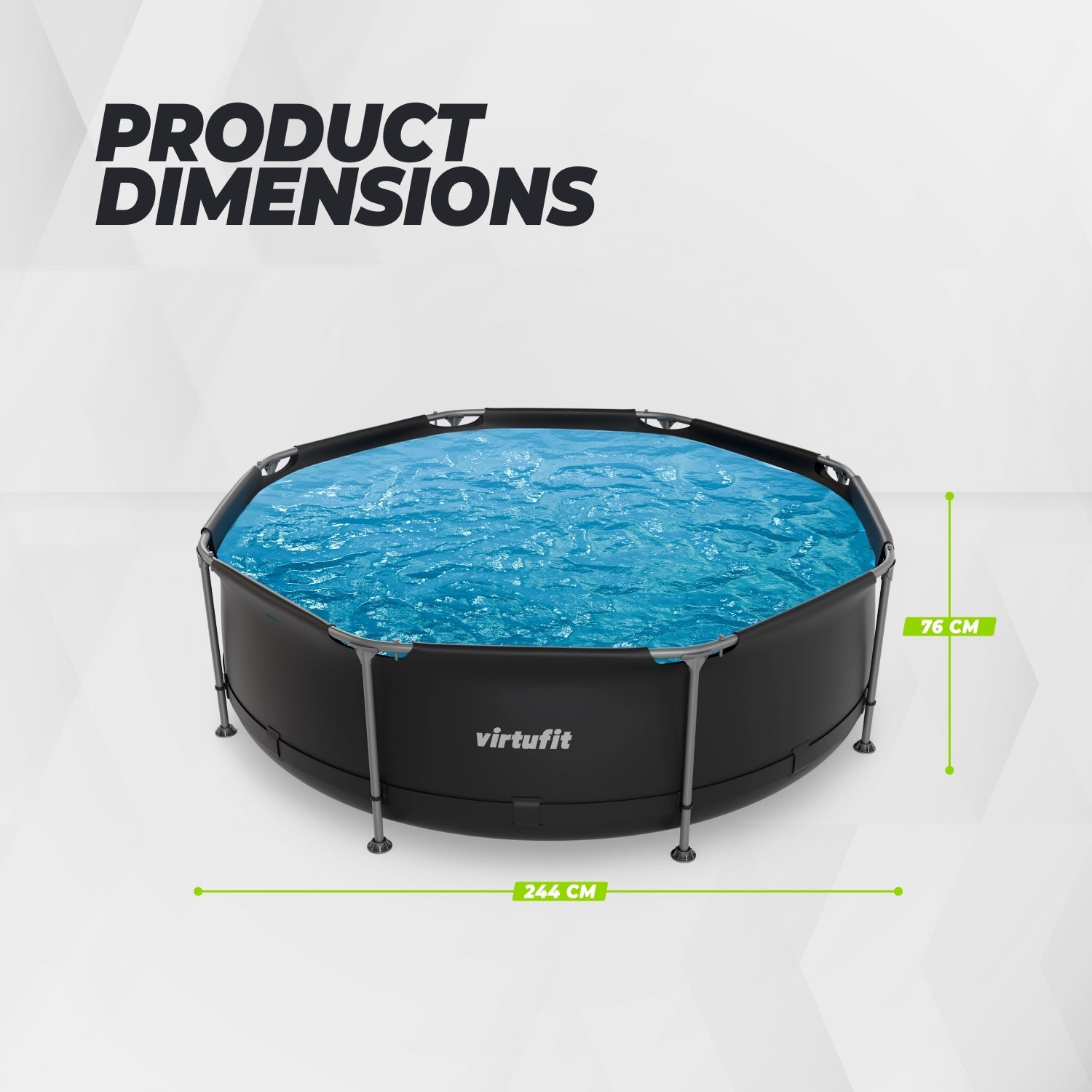 VirtuFit Rond Zwembad - Ø244 x 76 cm - Antraciet