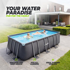 VirtuFit Rectangular Pool 400 x 200 x 122 cm - Anthracite - Including Filter Pump