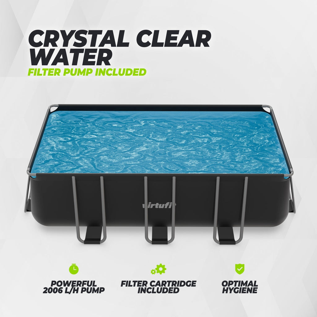 VirtuFit Rectangular Pool 400 x 200 x 122 cm - Anthracite - Including Filter Pump