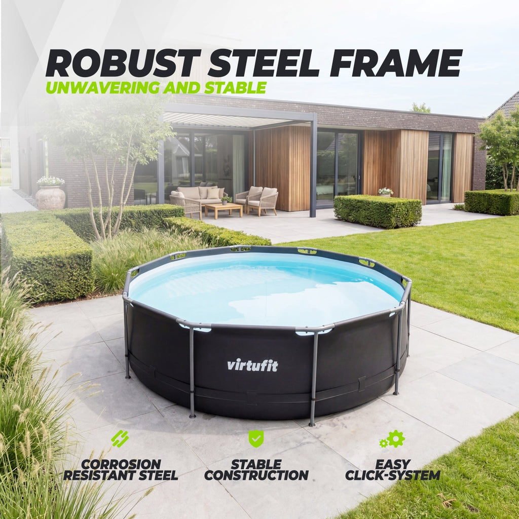 VirtuFit Round Pool - Ø366 x 100 cm - Anthracite - Including Filter Pump