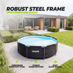 VirtuFit Round Pool - Ø366 x 100 cm - Anthracite - Including Filter Pump