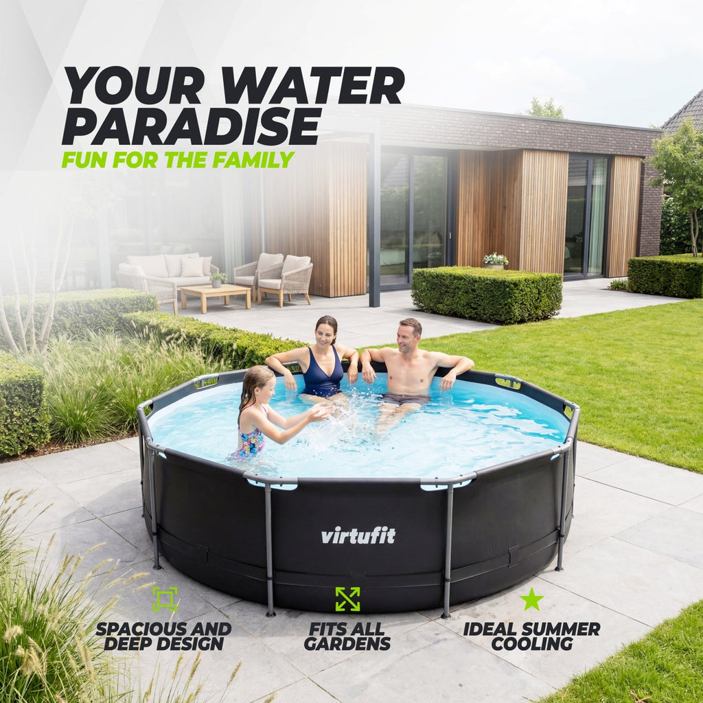 VirtuFit Round Pool - Ø366 x 100 cm - Anthracite - Including Filter Pump