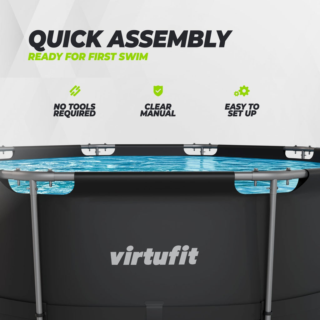 VirtuFit Round Pool - Ø366 x 100 cm - Anthracite - Including Filter Pump