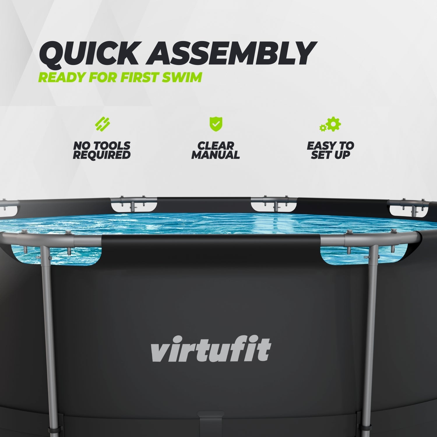 VirtuFit Round Pool - Ø366 x 100 cm - Anthracite - Including Filter Pump