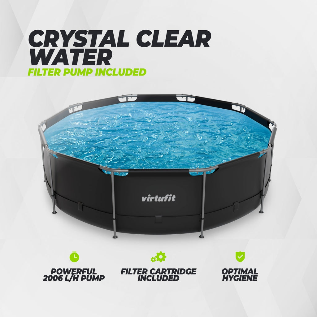 VirtuFit Round Pool - Ø366 x 100 cm - Anthracite - Including Filter Pump