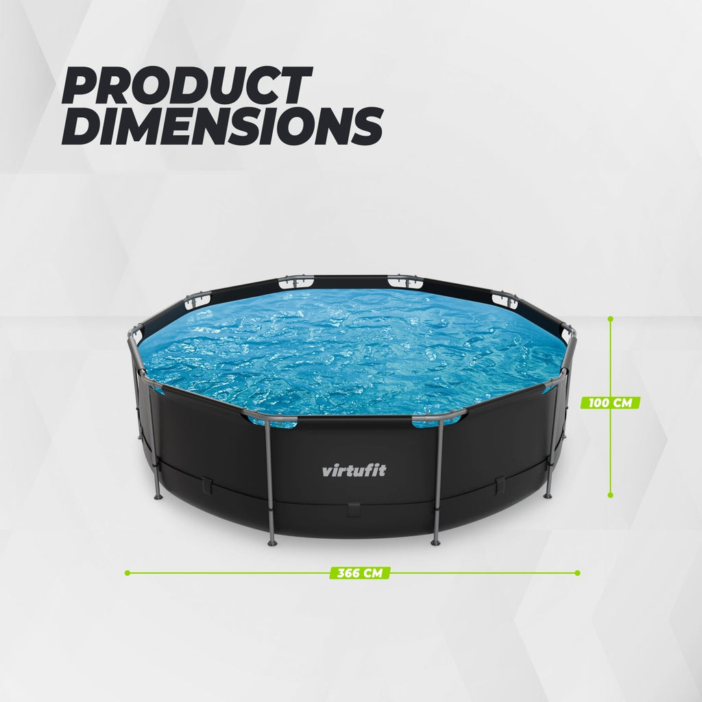 VirtuFit Round Pool - Ø366 x 100 cm - Anthracite - Including Filter Pump