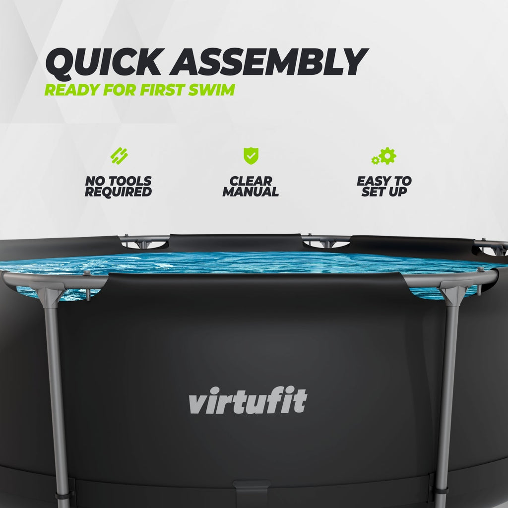 VirtuFit Round Pool - Ø244 x 76 cm - Anthracite - Includes Filter Pump
