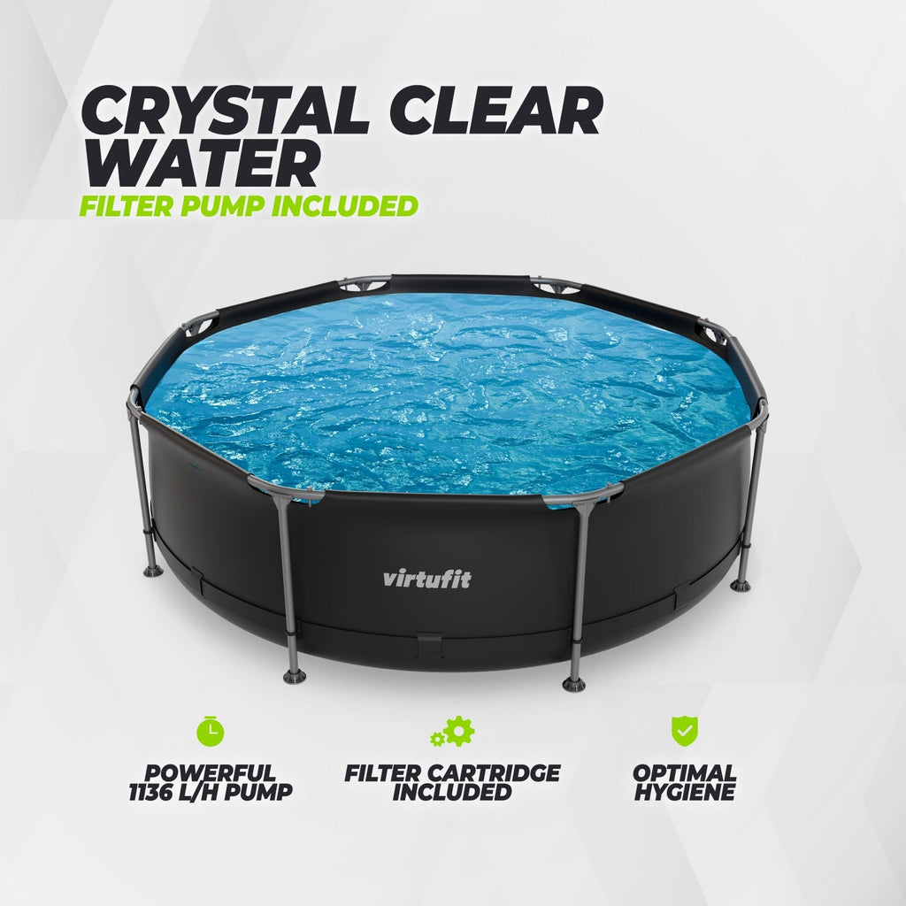 VirtuFit Round Pool - Ø244 x 76 cm - Anthracite - Includes Filter Pump