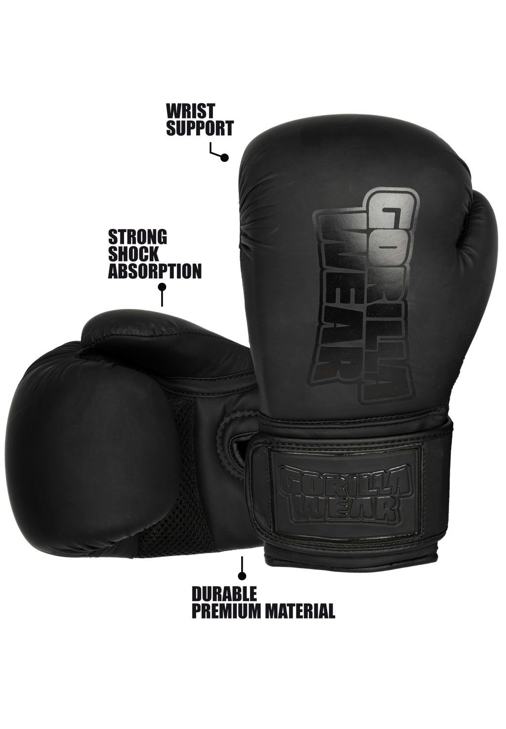 Gorilla Wear Kodiak Boxing Gloves - Black