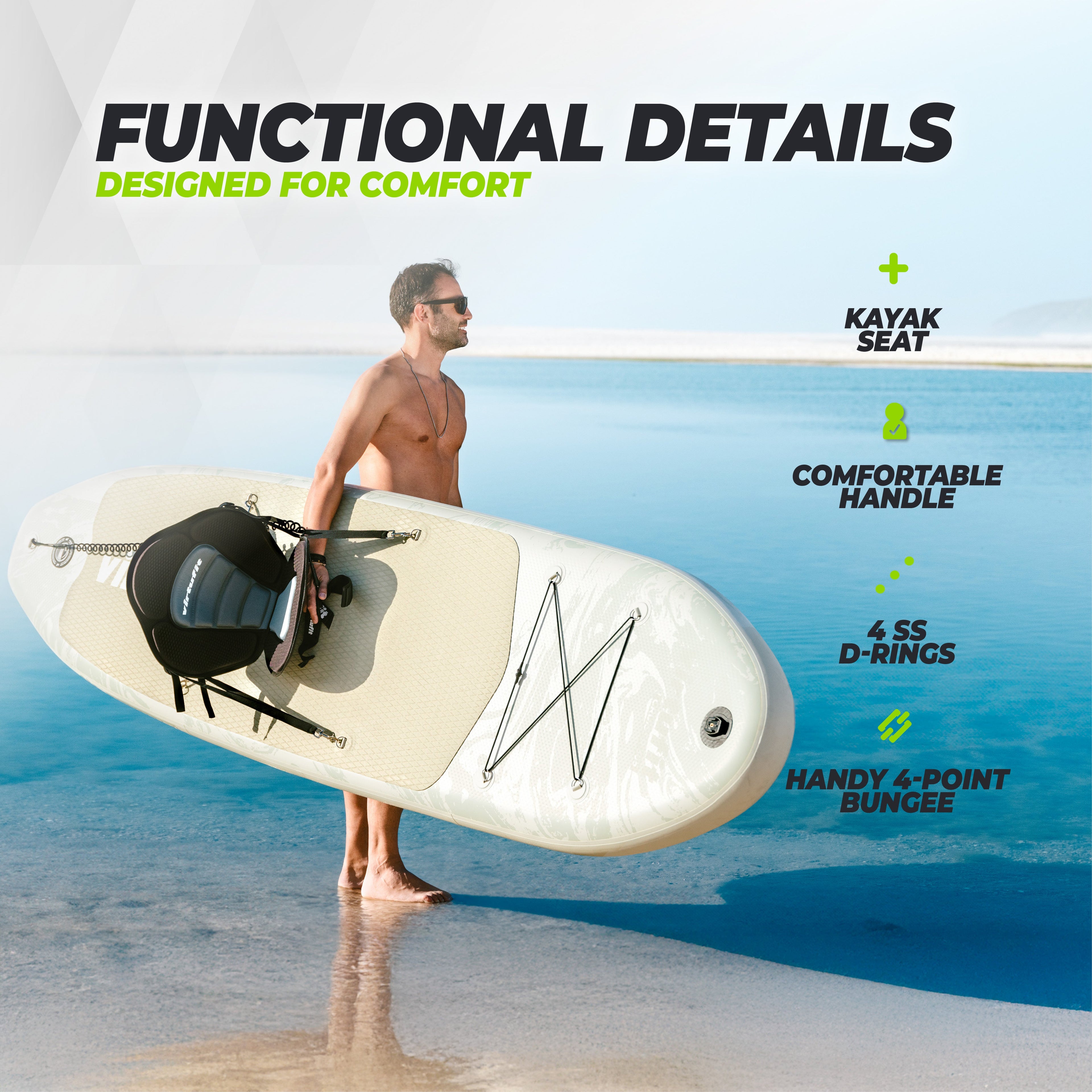 VirtuFit Supboard Cruiser 305 - Turquoise - Met Kajak zitje, accessoires en draagtas