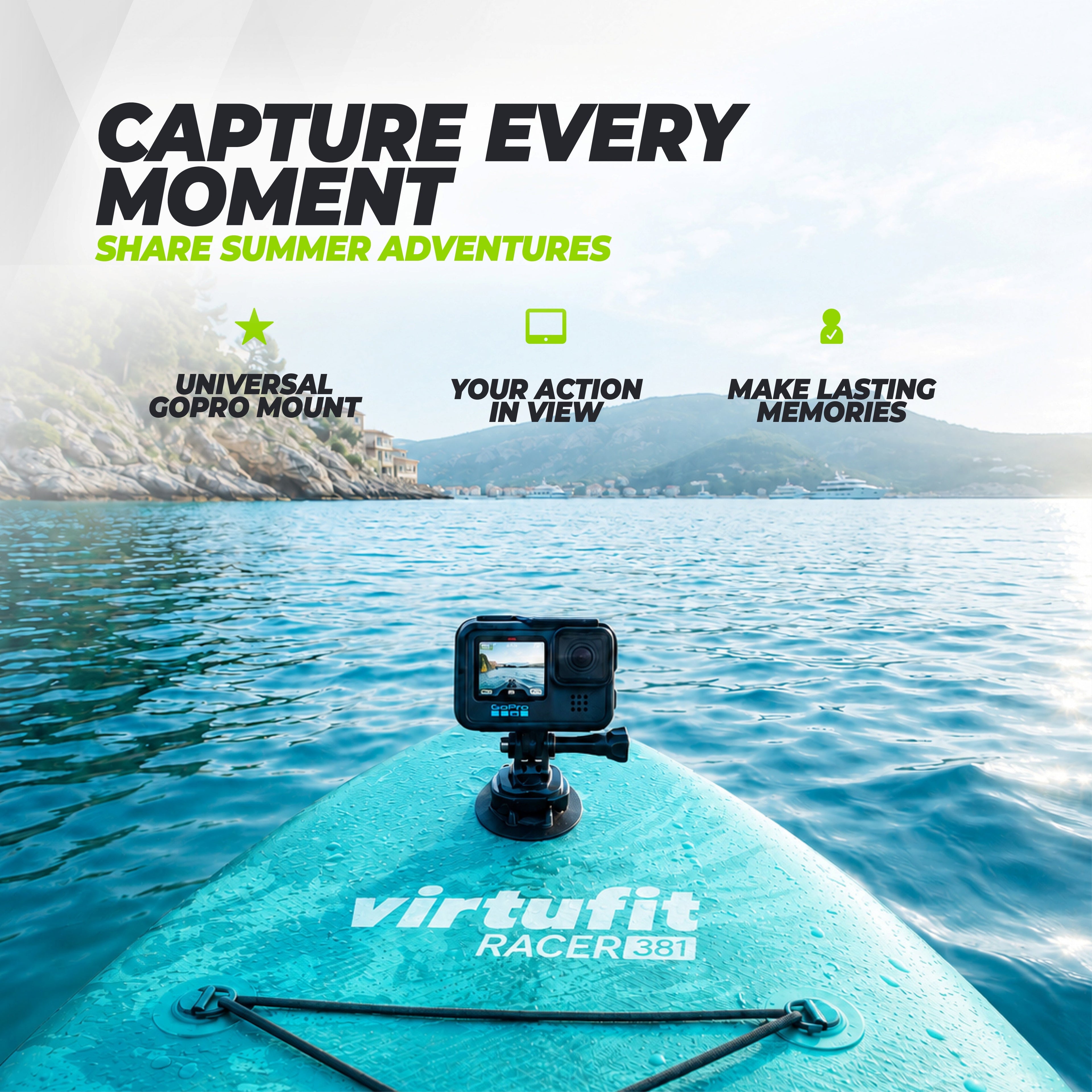 Virtufit Supboard Racer 381 - Turquoise - Inclusief accessoires en draagtas