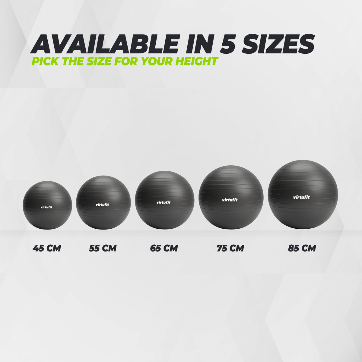 VirtuFit Anti-Burst Exercise Ball Pro - Black - 75 cm