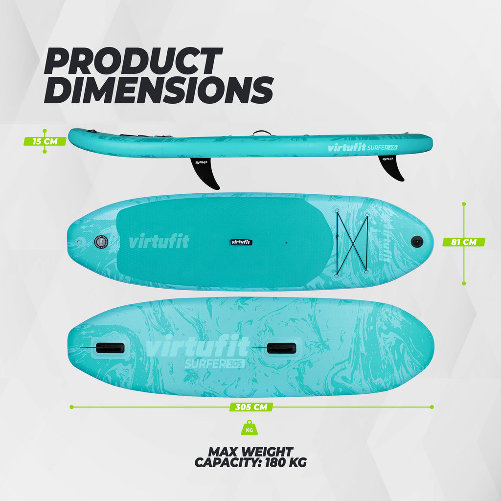 Virtufit Supboard Surfer 305 - Zwart - Inclusief Windzeil en accessoires