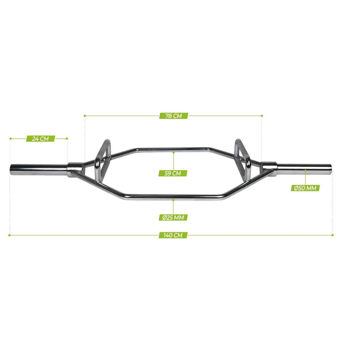 VirtuFit Olympic Hex Bar - Shrug Bar - Trap bar - 140 cm