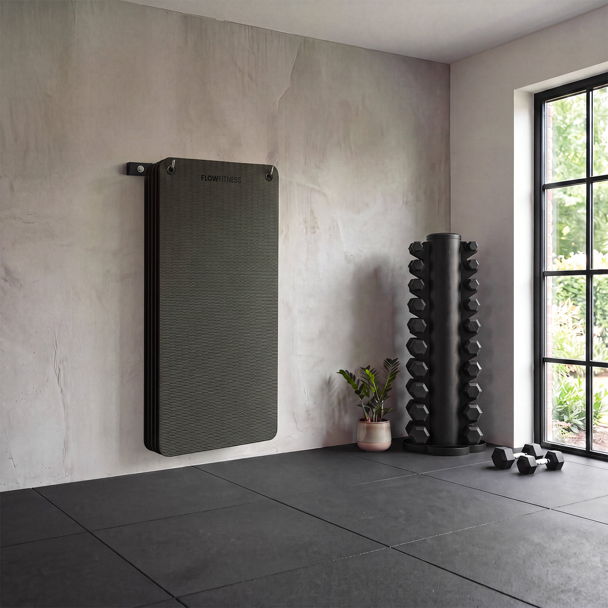 Flow Fitness Wall Rack for Fitness Mats - Storage Rack - Wall Mounting