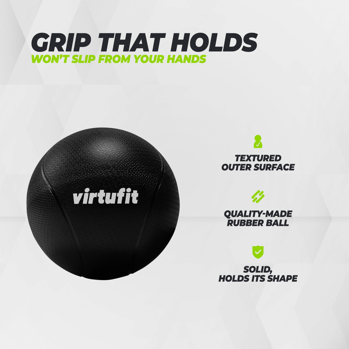 VirtuFit Medicine Ball Pro - 5 kg - Rubber - Black