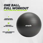 VirtuFit Anti-Burst Exercise Ball Pro - Black - 75 cm