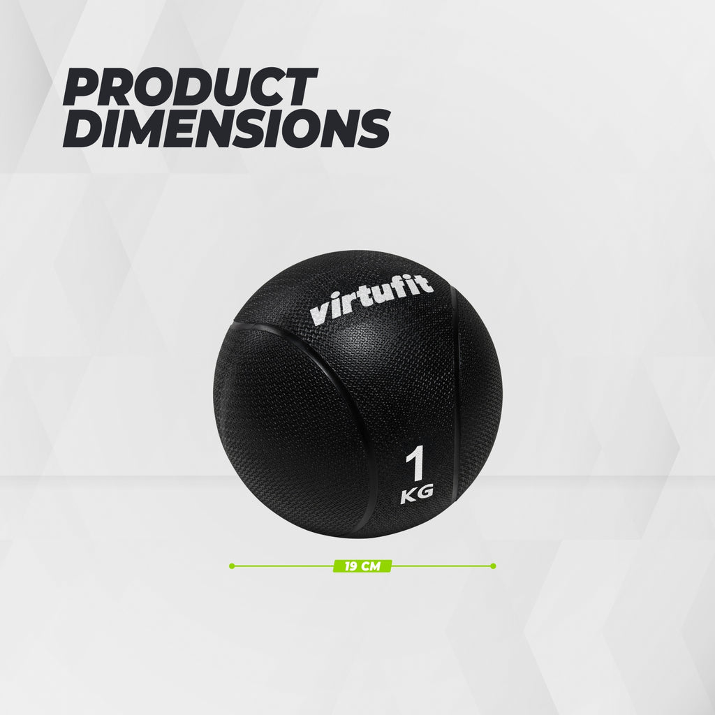 VirtuFit Medicine Ball Pro - 1 kg - Rubber - Black